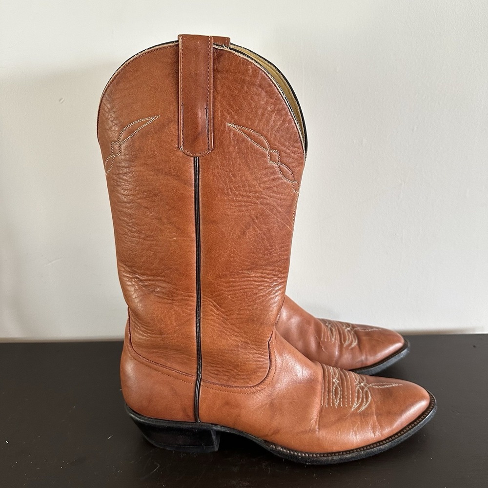 VTG Women's Cowboy Boots Anderson Bean Boot Company Cognac Leather 10.5 AA